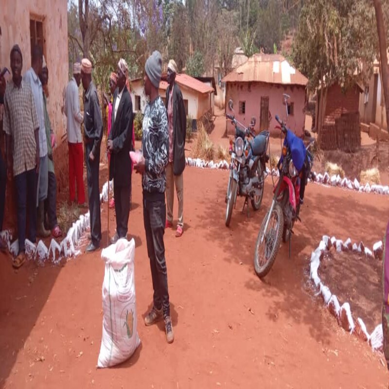 Mr. Miraji ready for seed distribution to farmers.